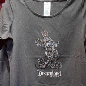 Disneyland Resort Mickey Mouse Sequin Black Shirt Women's Small